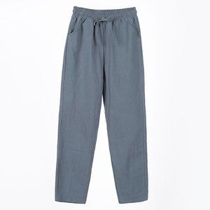 Light Summer Joggers for Men - Slim Fit - Pockets - Elastic & Draw Cord - Gray